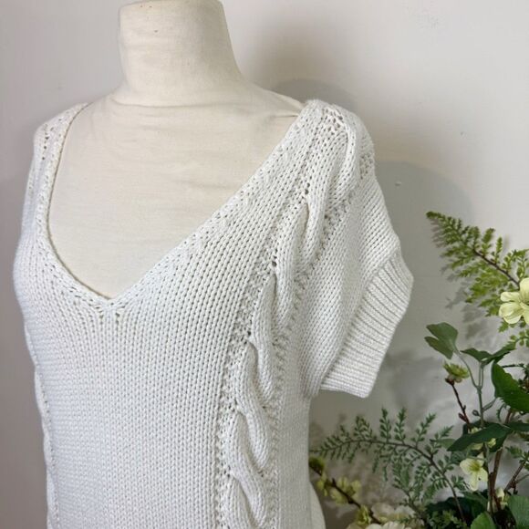 AMERICAN EAGLE AEO | cable knit cotton sweater | summer | short sleeve | large - Picture 1 of 10